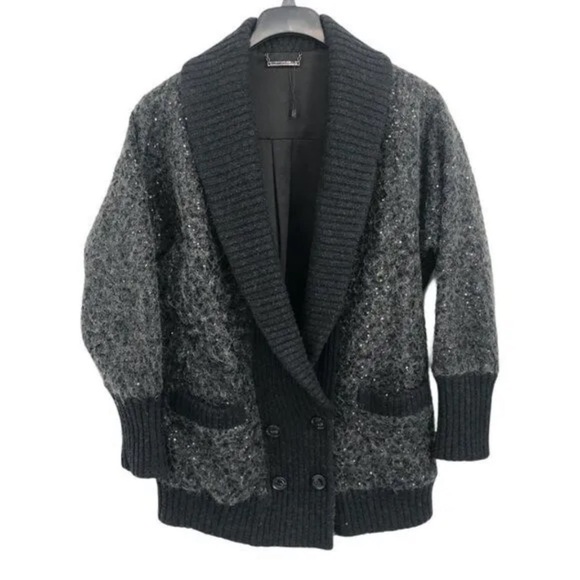 DVF Zayde Sequin Oversize Mohair Sweater Cardigan - Picture 4 of 12